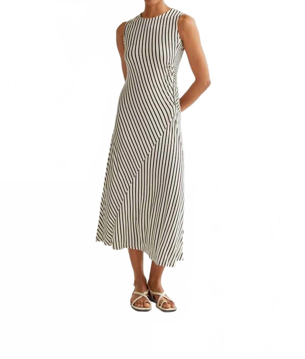 NEW COMPANIA FANTASTICA striped long dress in black